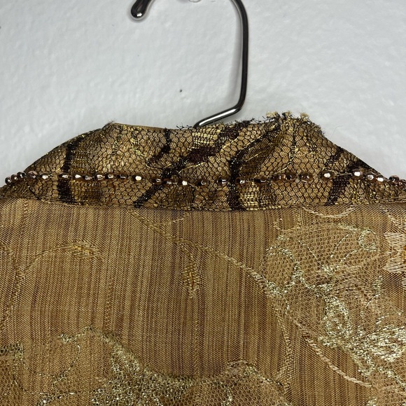 Sandy Starkman Gold Embroidered Jacket Blazer w/ Fish & Sea Turtle Design Size M - Picture 3 of 9
